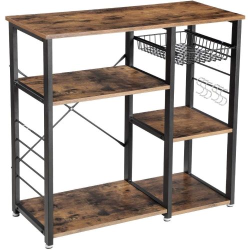 3-Tier Industrial Kitchen Baker's Rack Utility Microwave Oven Stand Storage Cart Workstation Shelf, Vintage 3-Tier Industrial Kitchen Baker's Rack Utility Microwave Oven Stand Storage Cart Workstation Shelf, Vintage